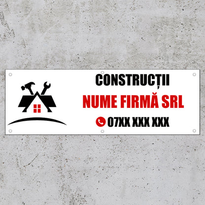 Banner Personalizat Firma Constructii, cu capse pe laturi - 50x150 cm