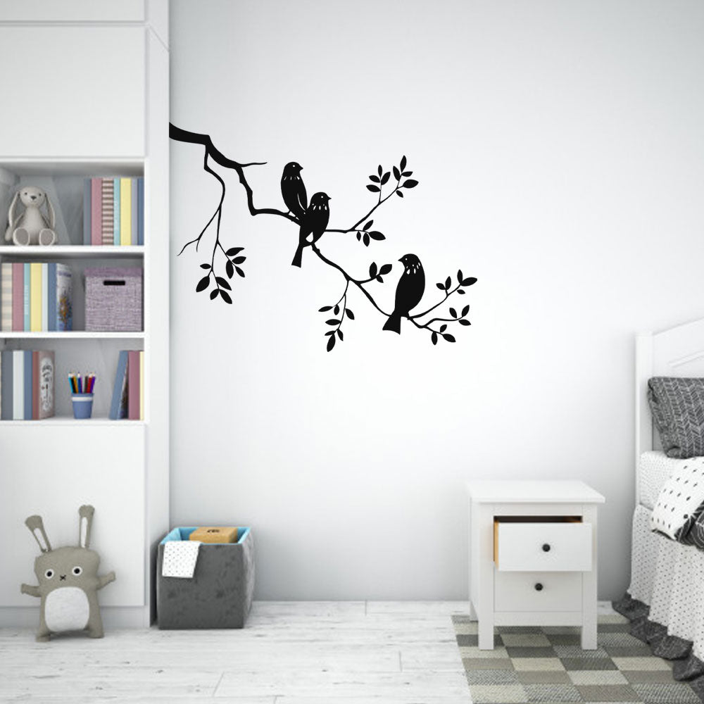 Sticker Autocolant Decorativ Perete Pasari, 47x35 cm, Negru, Oracal