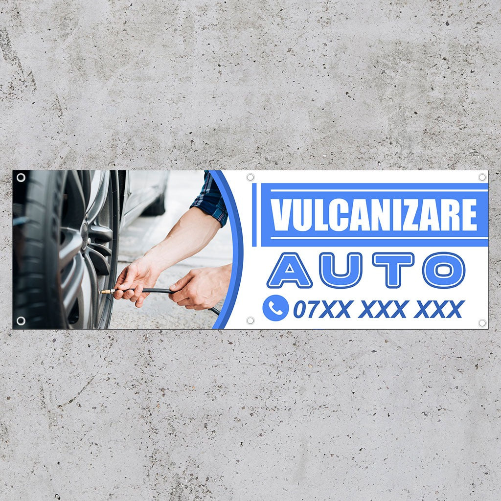 Banner Vulcanizare Auto, cu capse pe laturi - 50x150 cm / 100x300 cm