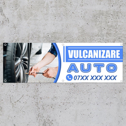 Banner Vulcanizare Auto, cu capse pe laturi - 100x300 cm