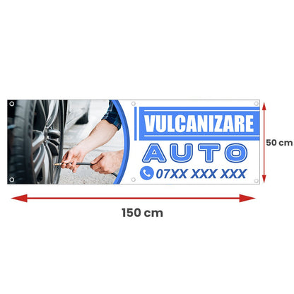 Banner Vulcanizare Auto, cu capse pe laturi - 50x150 cm / 100x300 cm