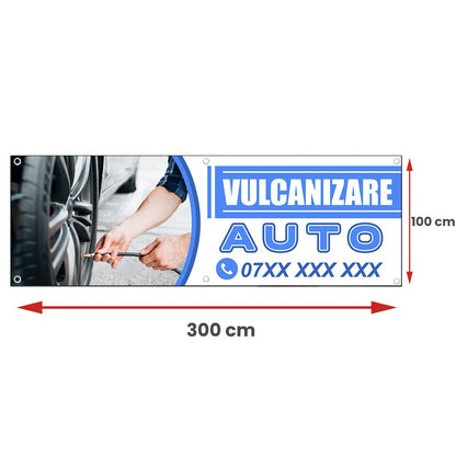 Banner Vulcanizare Auto, cu capse pe laturi - 50x150 cm / 100x300 cm
