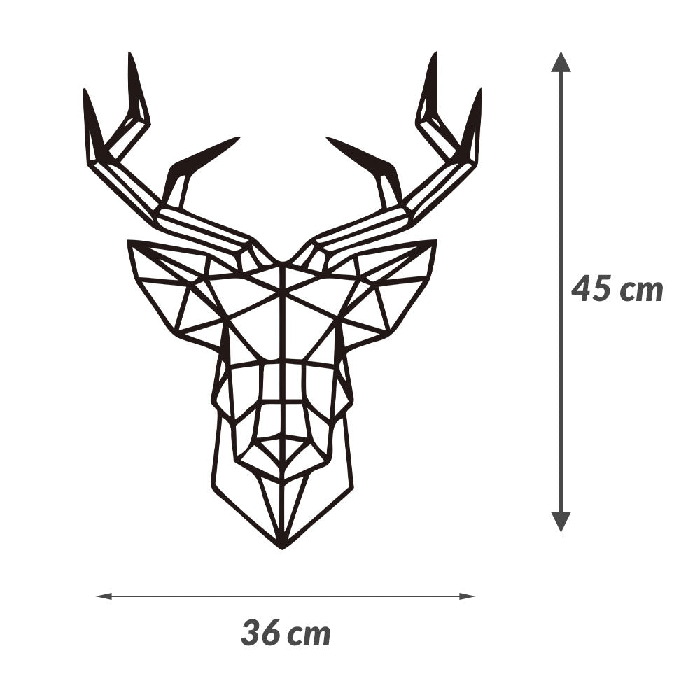 Sticker Autocolant Decorativ Perete Cap de Cerb Geometric, 45x36 cm, Negru, Oracal