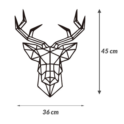 Sticker Autocolant Decorativ Perete Cap de Cerb Geometric, 45x36 cm, Negru, Oracal
