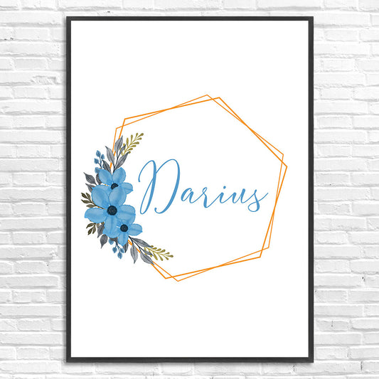 Tablou Nume Bebe, Personalizat pentru baietei, A3, 42x29,7cm