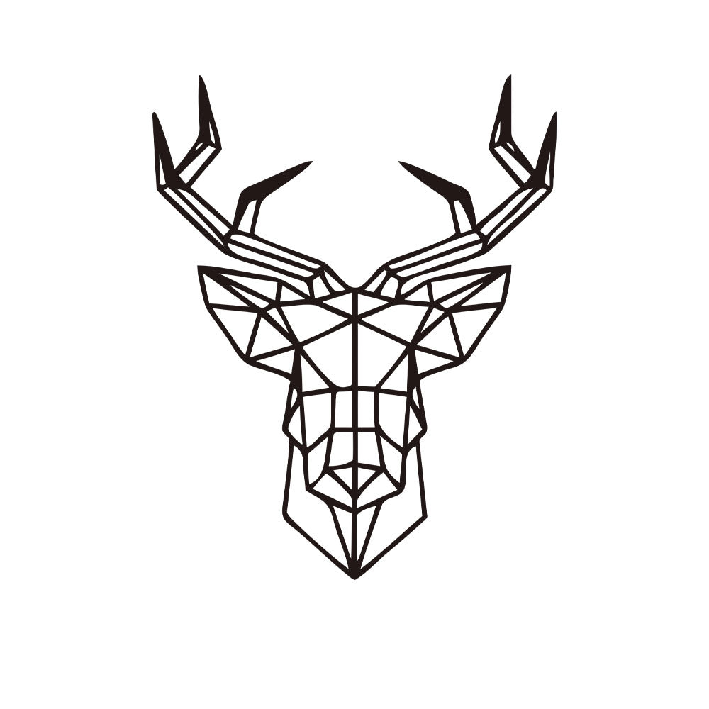 Sticker Autocolant Decorativ Perete Cap de Cerb Geometric, 45x36 cm, Negru, Oracal