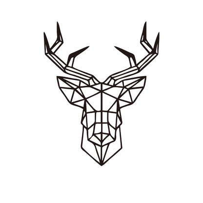 Sticker Autocolant Decorativ Perete Cap de Cerb Geometric, 45x36 cm, Negru, Oracal