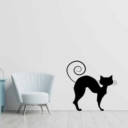 Sticker Autocolant Decorativ Perete Pisica, 47x47 cm, Negru, Oracal