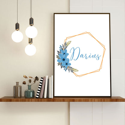 Tablou Nume Bebe, Personalizat pentru baietei, A3, 42x29,7cm