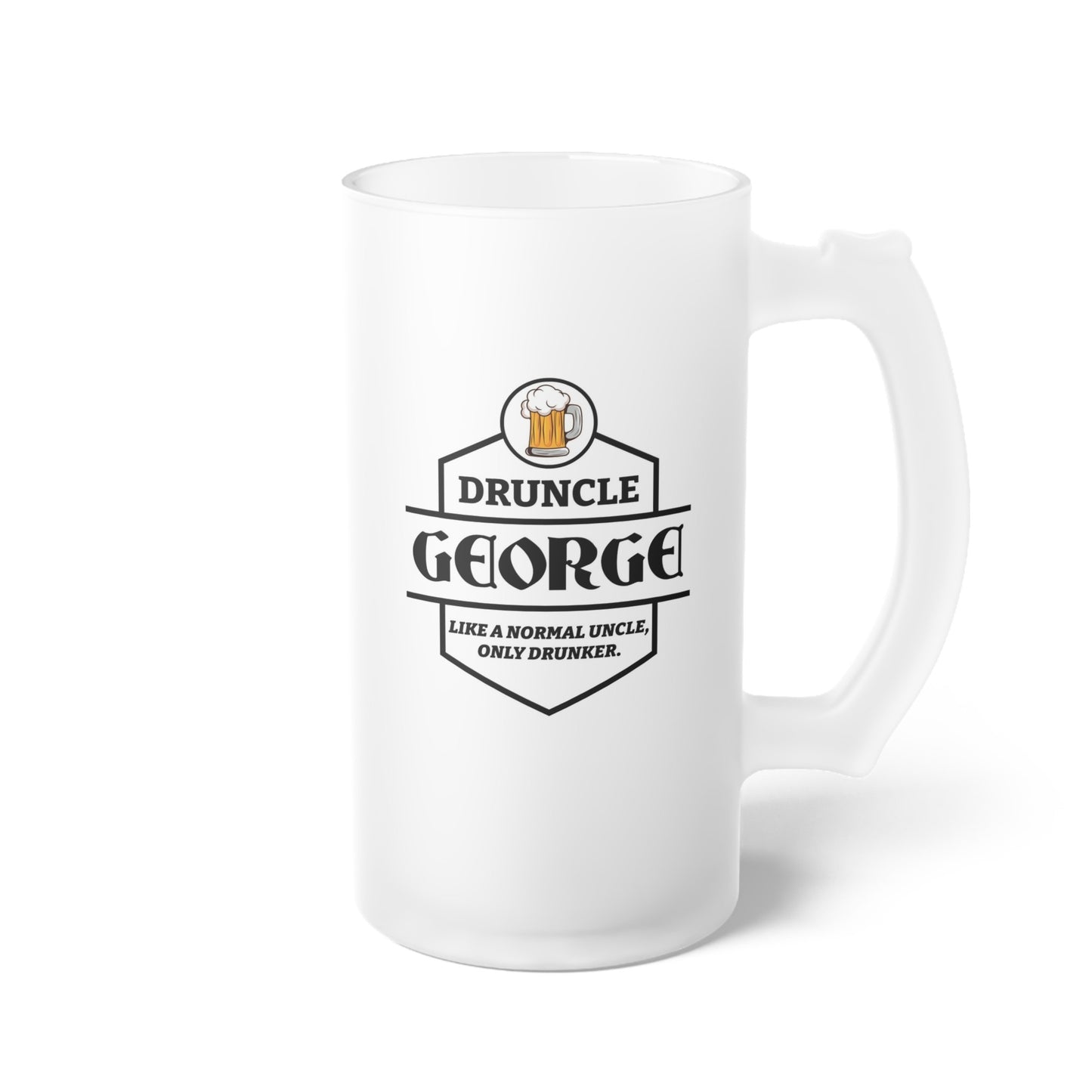 Halba de Bere Personalizata cu Mesaj DRUNCLE , 500 ml, transparenta, mata