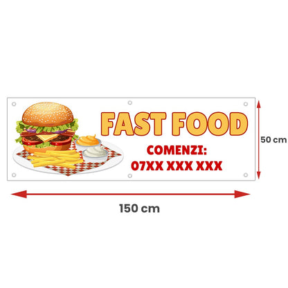 Banner Fast Food, cu capse - 50x150 cm