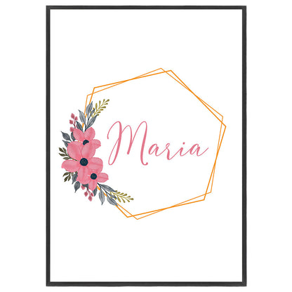 Tablou Nume Bebe, Personalizat pentru fetite, A3, 42x29,7cm