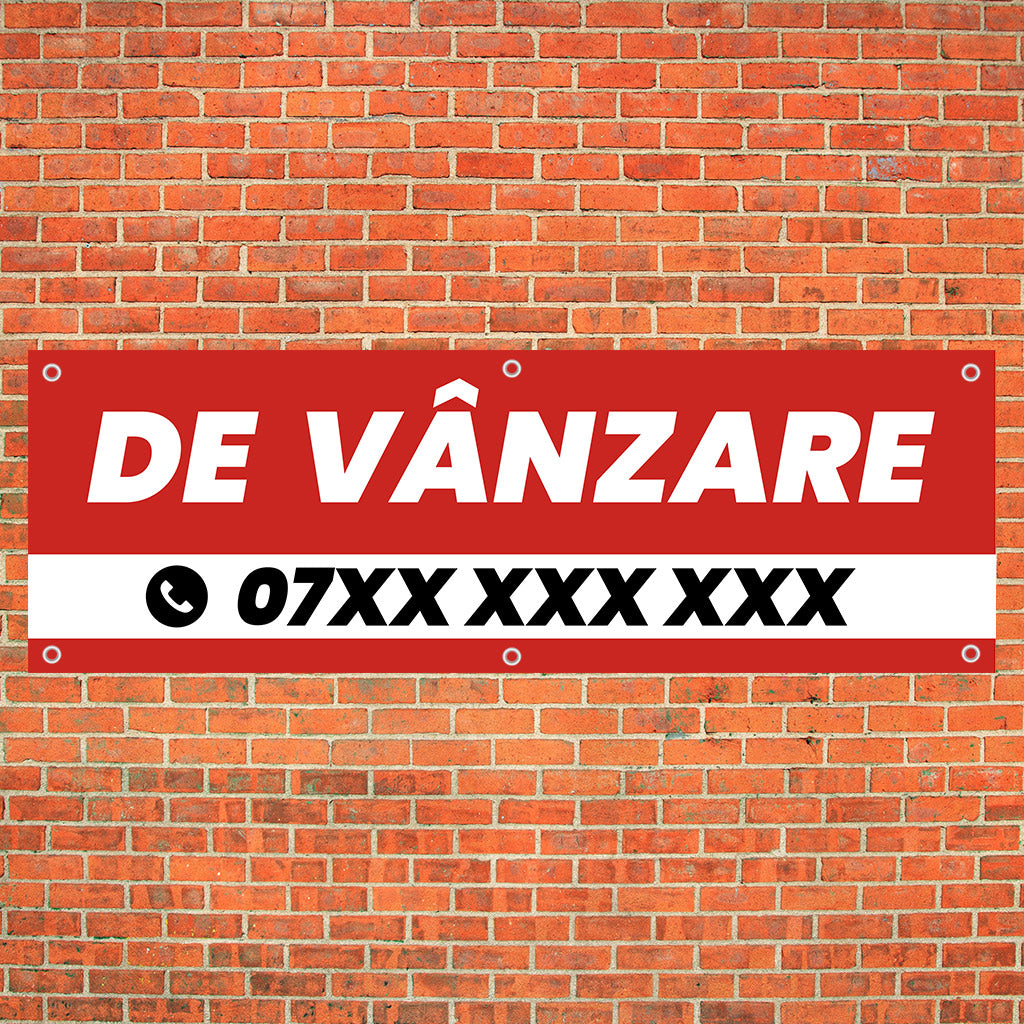 Banner De Vanzare, 150x50cm, capse, personalizat