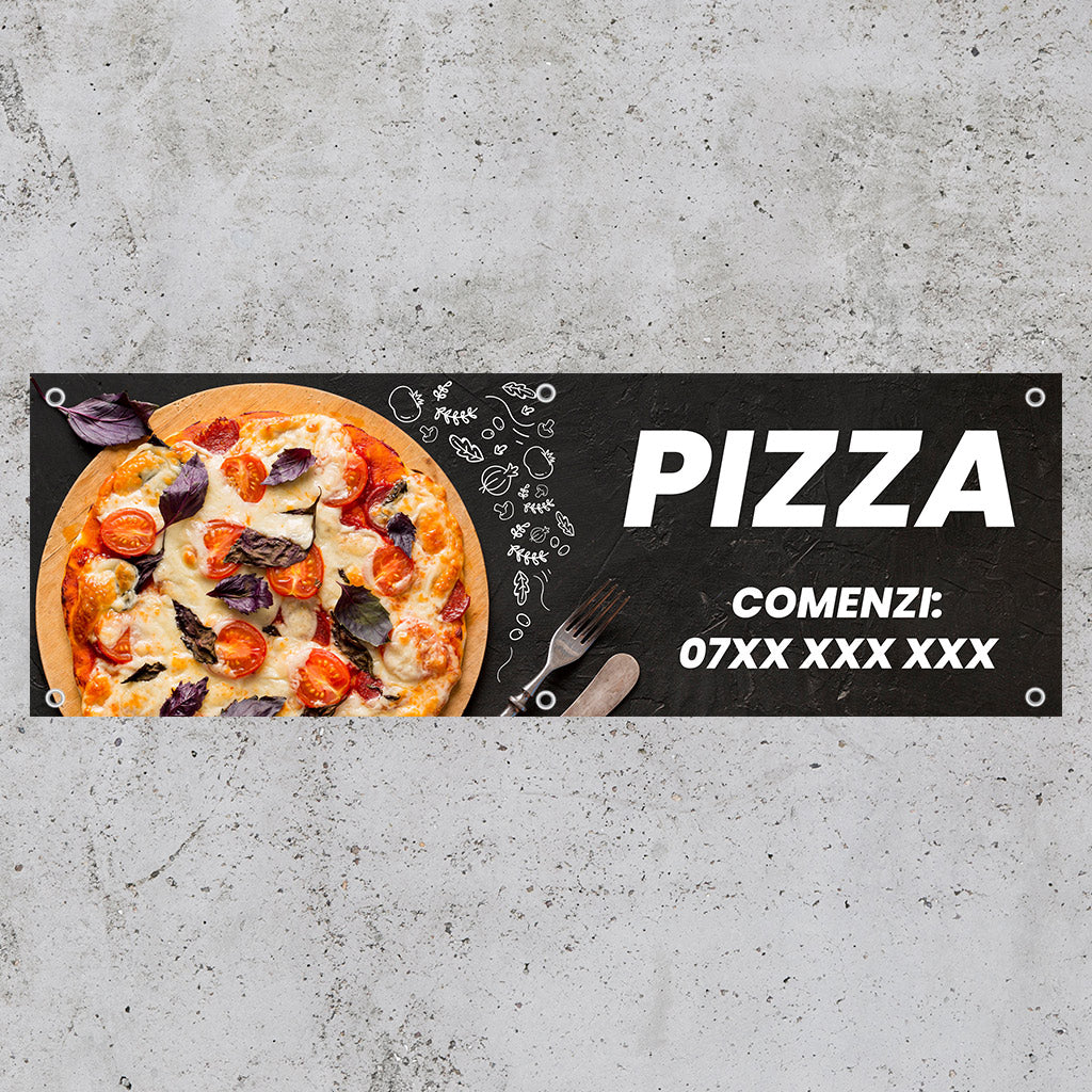 Banner Pizza, 150x50cm, capse, personalizat