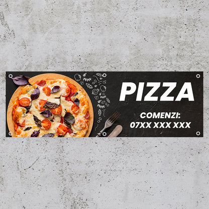 Banner Pizza, 150x50cm, capse, personalizat