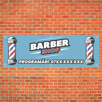 Banner Barbershop, 150x50cm, capse, personalizat
