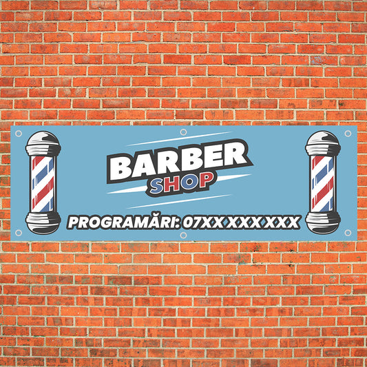 Banner Barbershop, 150x50cm, capse, personalizat