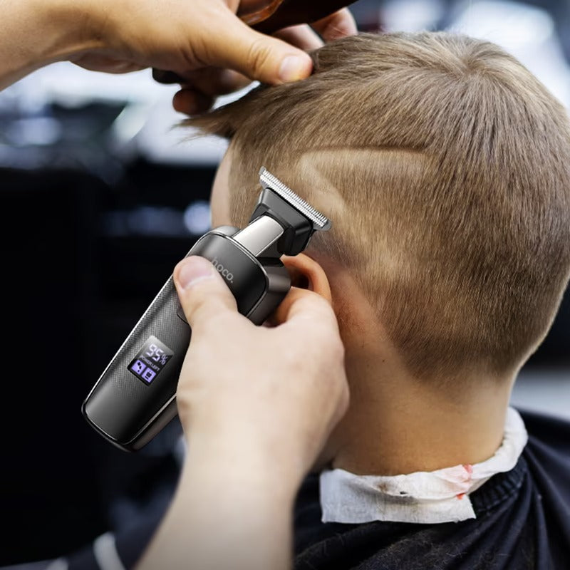 Aparat de tuns, Hoco Hair Clipper, Portabil, 600mAh, 7000RPM, Display LED, Negru - Hoco HP23