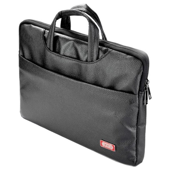 Geanta laptop 15”, Leather Look, interior textil cu microfibra, Negru - XO CB08