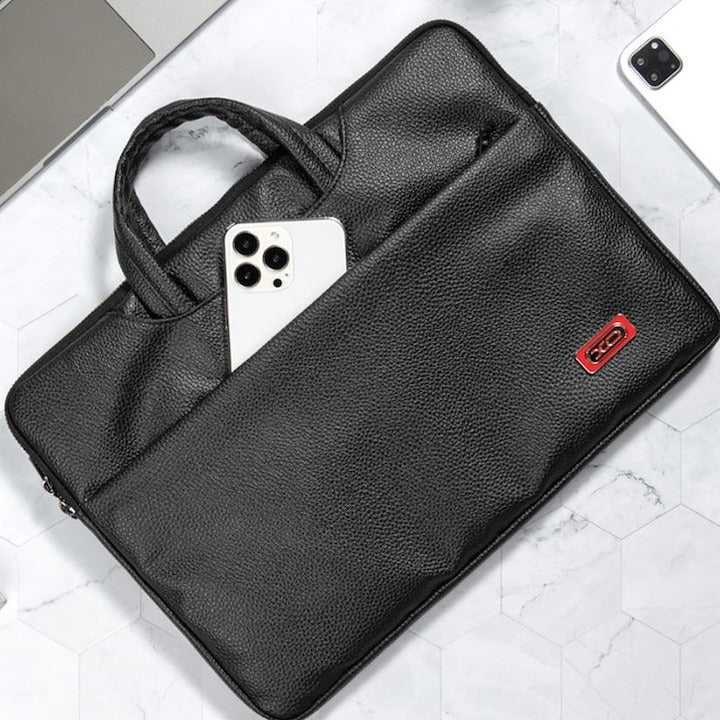 Geanta laptop 15”, Leather Look, interior textil cu microfibra, Negru - XO CB08