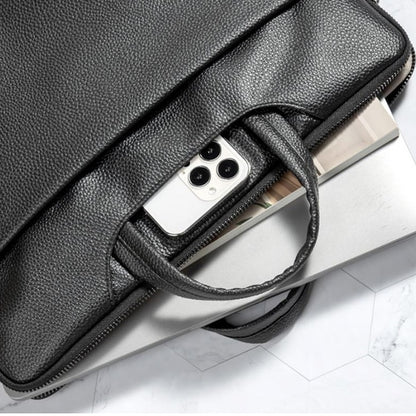 Geanta laptop 15”, Leather Look, interior textil cu microfibra, Negru - XO CB08